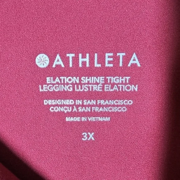 Athleta Women's Elation Shine Tight Leggings Maroon‎ 3X. - Picture 8 of 14